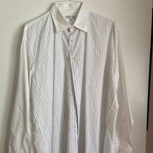 Bullock & Jones 100% Cotton blue and silver pinstripes men's shirt